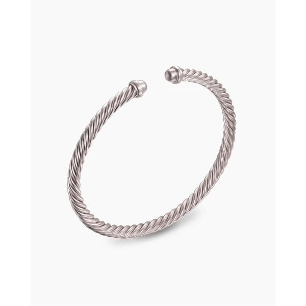 David Yurman Classic Cable Bracelet in Sand Aluminum, 4mm, view 3