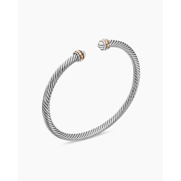 David Yurman Classic Cable Bracelet in Sterling Silver with 18K Rose Gold, 4mm, view 3