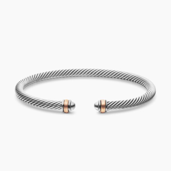 on-model styling shot|David Yurman Classic Cable Bracelet in Sterling Silver with 18K Rose Gold