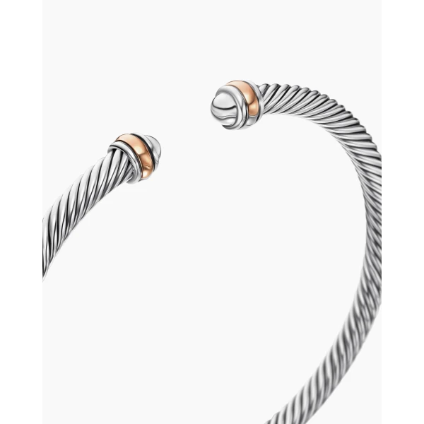 David Yurman Classic Cable Bracelet in Sterling Silver with 18K Rose Gold, 4mm, view 5