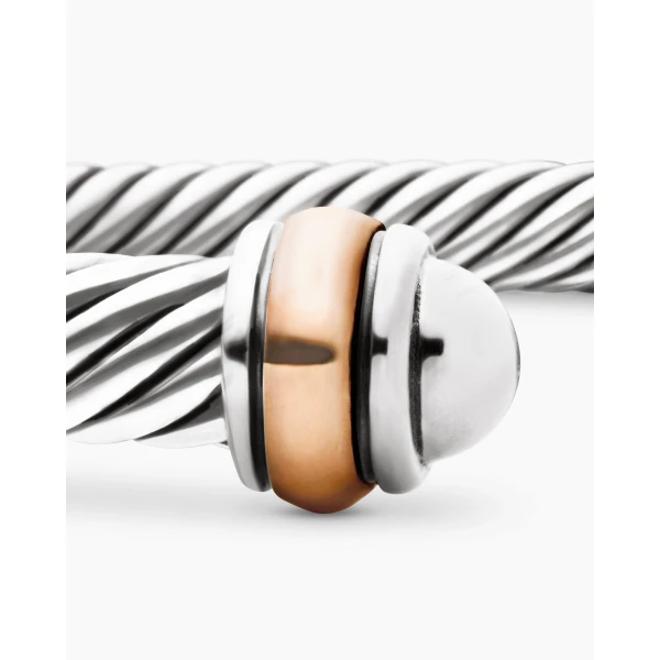 David Yurman Classic Cable Bracelet in Sterling Silver with 18K Rose Gold, 4mm, view 6