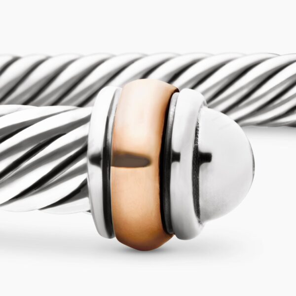 signature twisted-helix detail|David Yurman Classic Cable Bracelet in Sterling Silver with 18K Rose Gold