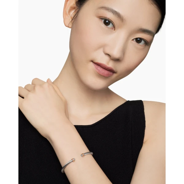 David Yurman Classic Cable Bracelet in Sterling Silver with 18K Rose Gold, 4mm, view 7