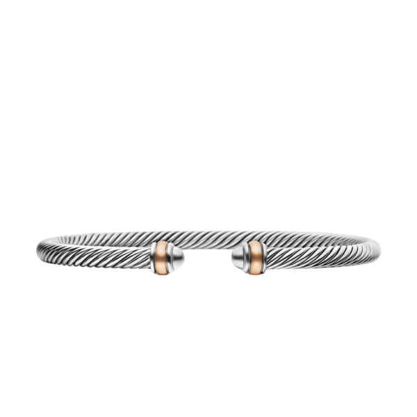 David Yurman Classic Cable Bracelet in Sterling Silver with 18K Rose Gold