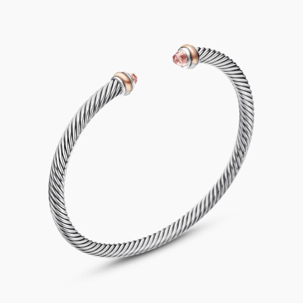 on-model styling shot|David Yurman Classic Cable Bracelet in Sterling Silver with 18K Rose Gold and Morganite