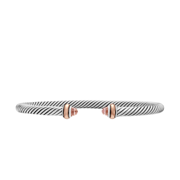 David Yurman Classic Cable Bracelet in Sterling Silver with 18K Rose Gold and Morganite