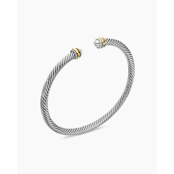 David Yurman Classic Cable Bracelet in Sterling Silver with 18K Yellow Gold, 4mm, view 3