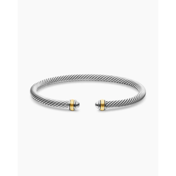 David Yurman Classic Cable Bracelet in Sterling Silver with 18K Yellow Gold, 4mm, view 4