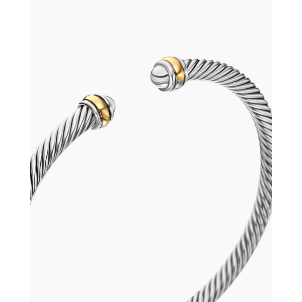 David Yurman Classic Cable Bracelet in Sterling Silver with 18K Yellow Gold, 4mm, view 5