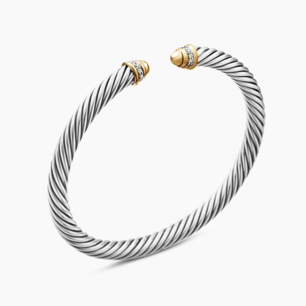 5mm in Gold – front view of authentic Cable Bracelets at Coveti|David Yurman Classic Cable Bracelet in Sterling Silver with 18K Yellow Gold