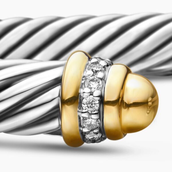 on-model styling shot|David Yurman Classic Cable Bracelet in Sterling Silver with 18K Yellow Gold
