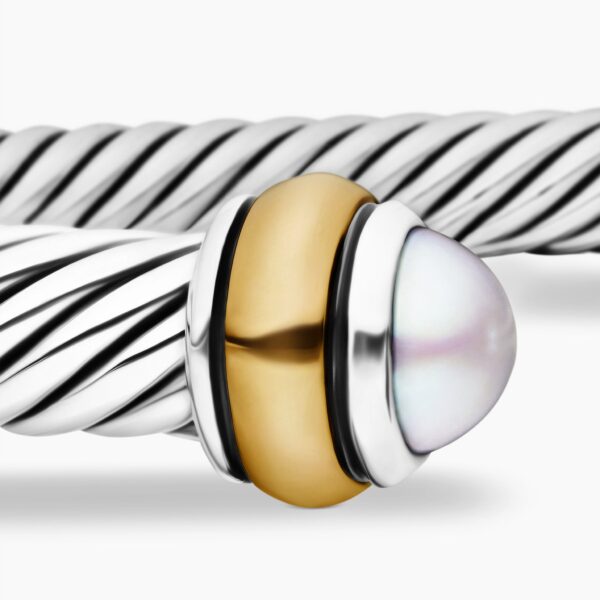 signature twisted-helix detail|David Yurman Classic Cable Bracelet in Sterling Silver with 18K Yellow Gold and Pearls
