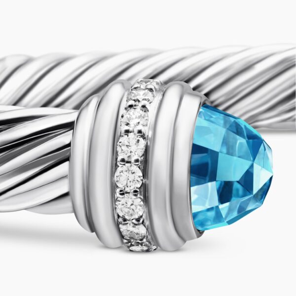 signature twisted-helix detail|David Yurman Classic Cable Bracelet in Sterling Silver with Blue Topaz and Diamonds