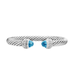 David Yurman Classic Cable Bracelet in Sterling Silver with Blue Topaz and Diamonds