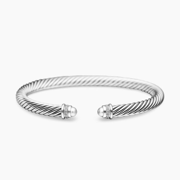 on-model styling shot|David Yurman Classic Cable Bracelet in Sterling Silver with Diamonds