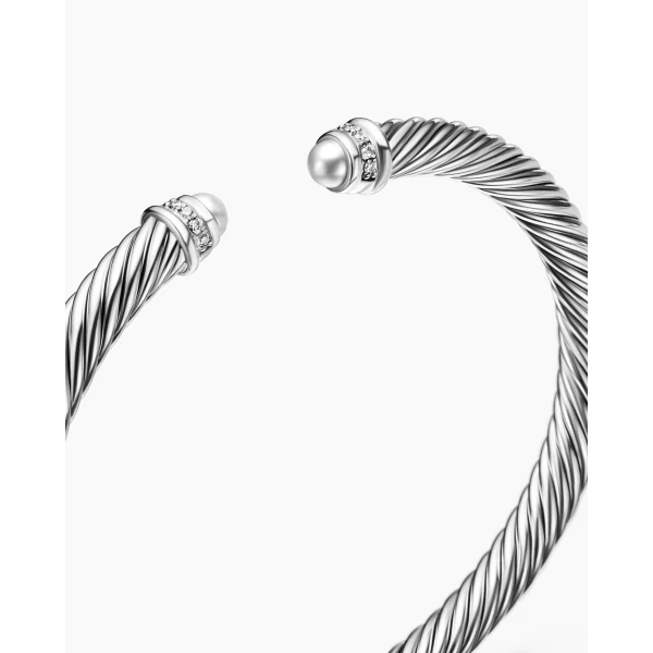 David Yurman Classic Cable Bracelet in Sterling Silver with Diamonds, 5mm, view 5