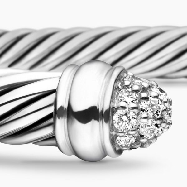 signature twisted-helix detail|David Yurman Classic Cable Bracelet in Sterling Silver with Pavé Diamond Domes