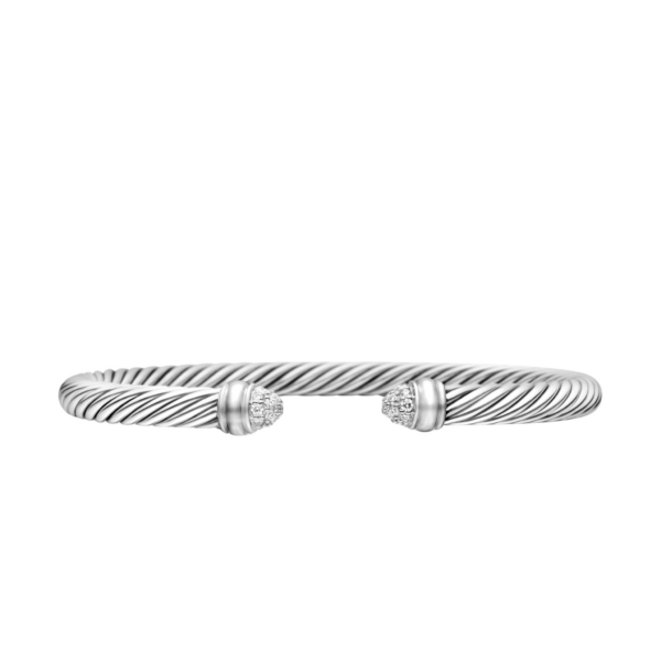 David Yurman Classic Cable Bracelet in Sterling Silver with Pavé Diamond Domes