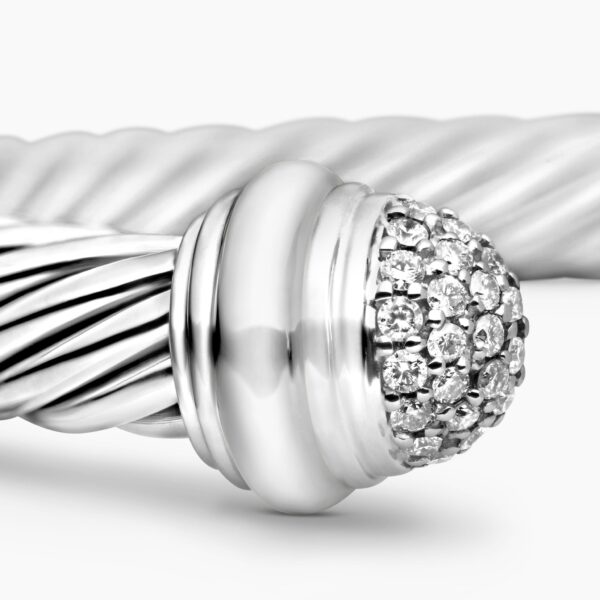 signature twisted-helix detail|David Yurman Classic Cable Bracelet in Sterling Silver with Pavé Diamond Domes