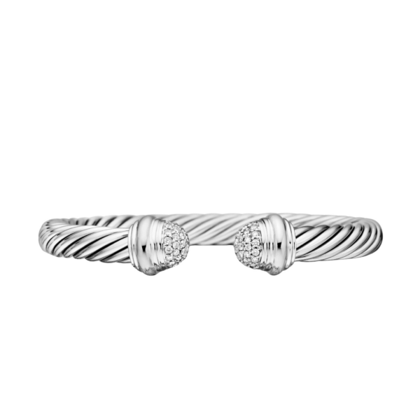 David Yurman Classic Cable Bracelet in Sterling Silver with Pavé Diamond Domes