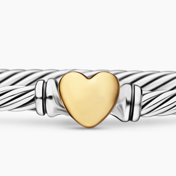 signature twisted-helix detail|David Yurman Classic Cable Heart Station Bracelet in Sterling Silver with 18K Yellow Gold