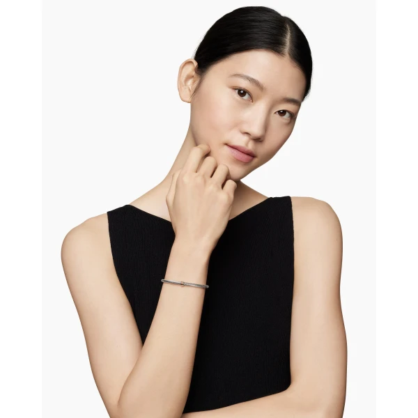 David Yurman Classic Cable Station Bracelet in Sterling Silver with 18K Rose Gold, 4mm, view 2