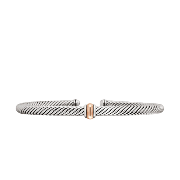 David Yurman Classic Cable Station Bracelet in Sterling Silver with 18K Rose Gold