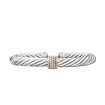 David Yurman Classic Cable Station Bracelet in Sterling Silver with 18K Yellow Gold and Pavé Diamonds