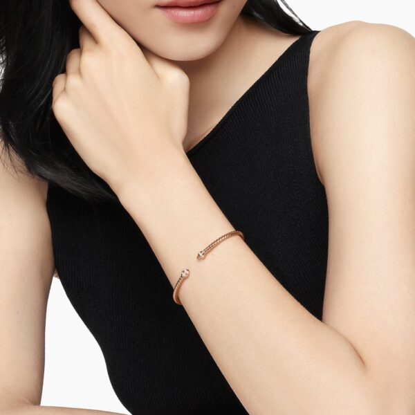 3mm in Pink – front view of authentic Cable Bracelets at Coveti|David Yurman Classic Cablespira® Bracelet in 18K Rose Gold with Morganite and Diamonds