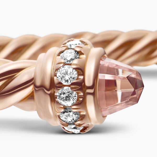 signature twisted-helix detail|David Yurman Classic Cablespira® Bracelet in 18K Rose Gold with Morganite and Diamonds