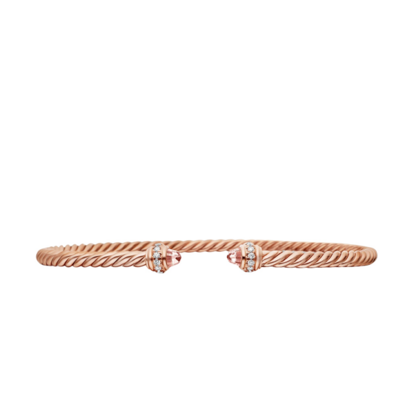 David Yurman Classic Cablespira® Bracelet in 18K Rose Gold with Morganite and Diamonds