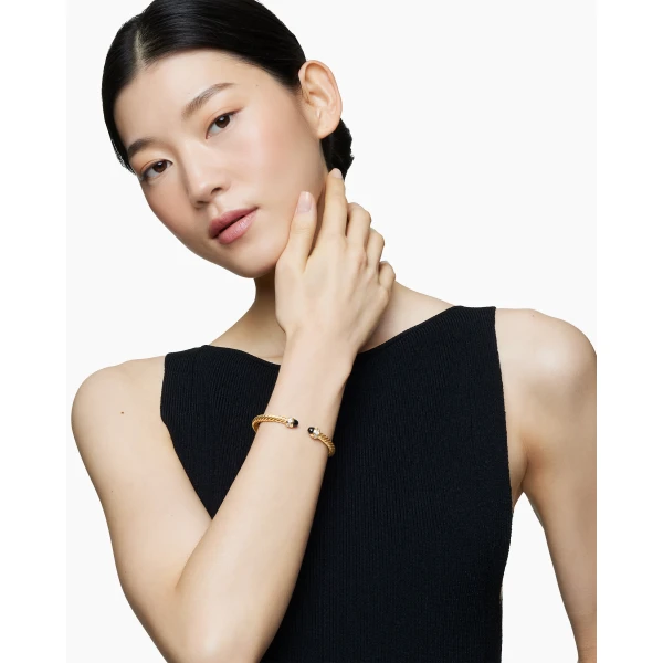 David Yurman Classic Cablespira® Bracelet in 18K Yellow Gold with Black Onyx and Diamonds, 5mm, view 2