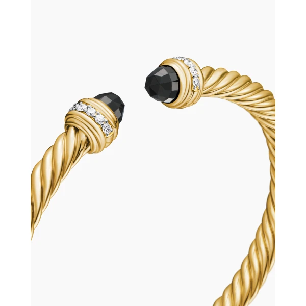 David Yurman Classic Cablespira® Bracelet in 18K Yellow Gold with Black Onyx and Diamonds, 5mm, view 5