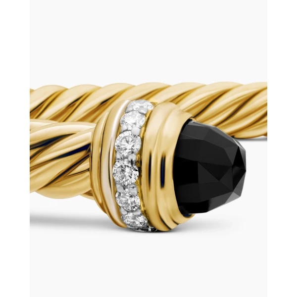David Yurman Classic Cablespira® Bracelet in 18K Yellow Gold with Black Onyx and Diamonds, 5mm, view 6