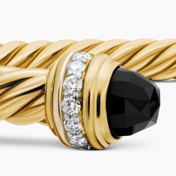 signature twisted-helix detail|David Yurman Classic Cablespira® Bracelet in 18K Yellow Gold with Black Onyx and Diamonds