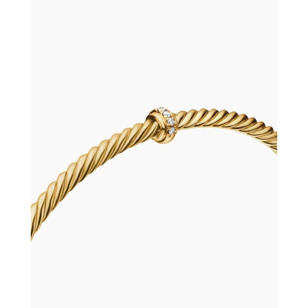 David Yurman Classic Cablespira® Station Bracelet in 18K Yellow Gold with Diamonds, 3mm, view 5