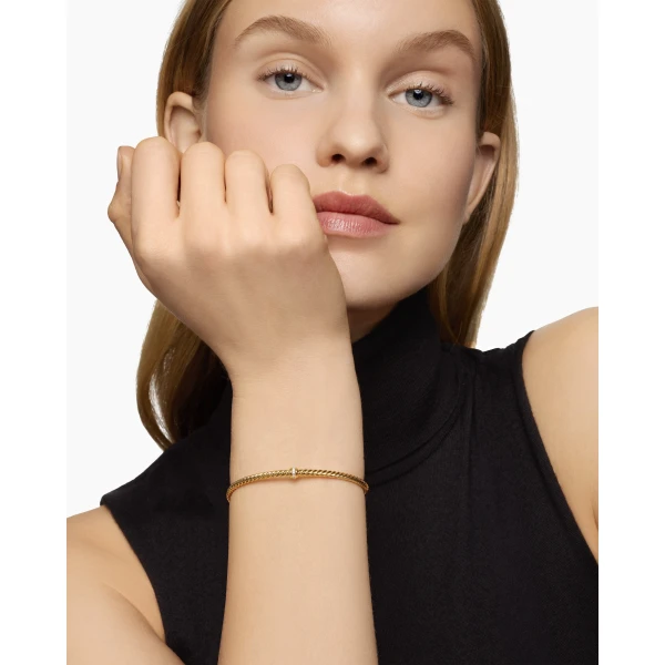 David Yurman Classic Cablespira® Station Bracelet in 18K Yellow Gold with Diamonds, 3mm, view 6