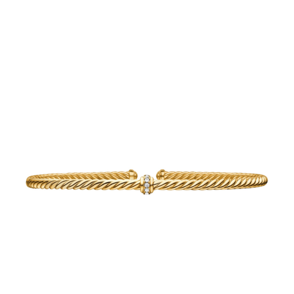 David Yurman Classic Cablespira® Station Bracelet in 18K Yellow Gold with Diamonds