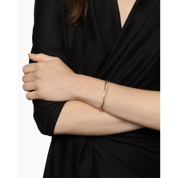 David Yurman Crossover Trio Three Row Cuff Bracelet in 18K Yellow Gold with Diamonds, 11mm, view 2