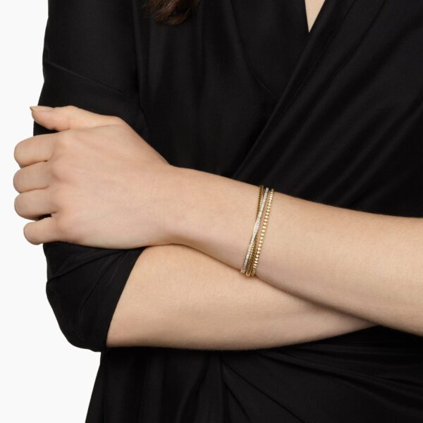 11mm in Gold – front view of authentic Cuff Bracelets at Coveti|David Yurman Crossover Trio Three Row Cuff Bracelet in 18K Yellow Gold with Diamonds