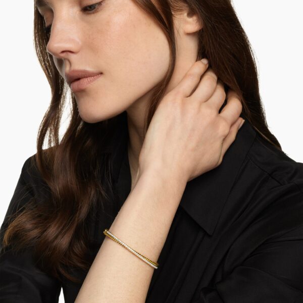 6mm in Gold – front view of authentic Bracelets at Coveti|David Yurman Crossover Two Row Bracelet in 18K Yellow Gold with Diamonds