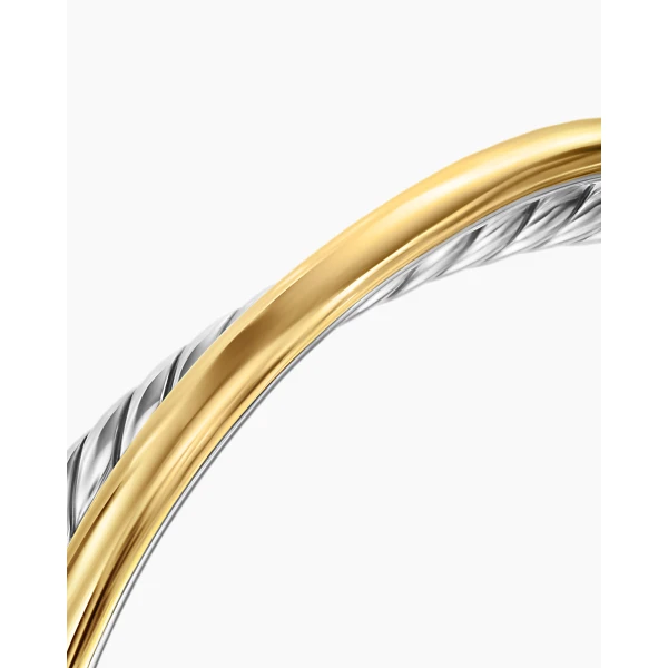 David Yurman Crossover Two Row Cuff Bracelet in Sterling Silver with 14K Yellow Gold, 10.7mm, view 5