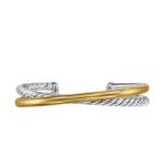 David Yurman Crossover Two Row Cuff Bracelet in Sterling Silver with 14K Yellow Gold