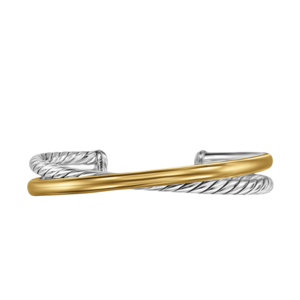 David Yurman Crossover Two Row Cuff Bracelet in Sterling Silver with 14K Yellow Gold