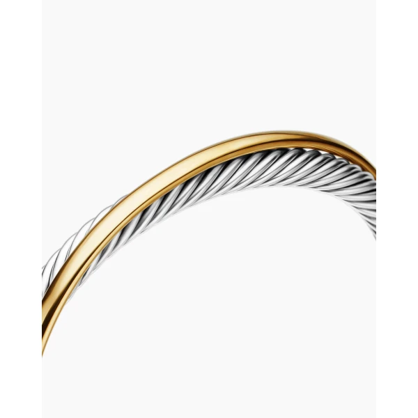 David Yurman Crossover Two Row Cuff Bracelet in Sterling Silver with 18K Yellow Gold, 5mm, view 5