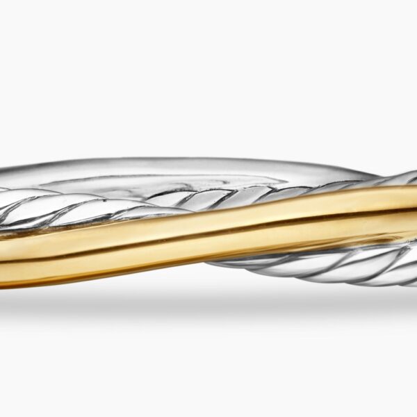 signature twisted-helix detail|David Yurman Crossover Two Row Cuff Bracelet in Sterling Silver with 18K Yellow Gold