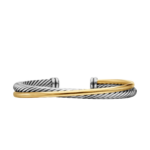 David Yurman Crossover Two Row Cuff Bracelet in Sterling Silver with 18K Yellow Gold
