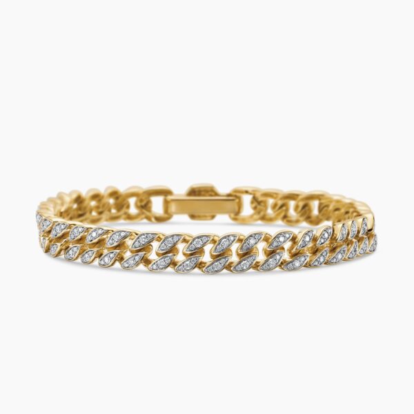 on-model styling shot|David Yurman Curb Chain Bracelet in 18K Yellow Gold with Diamonds
