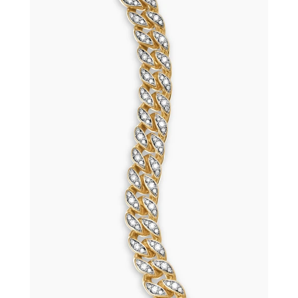 David Yurman Curb Chain Bracelet in 18K Yellow Gold with Diamonds, 7mm, view 5