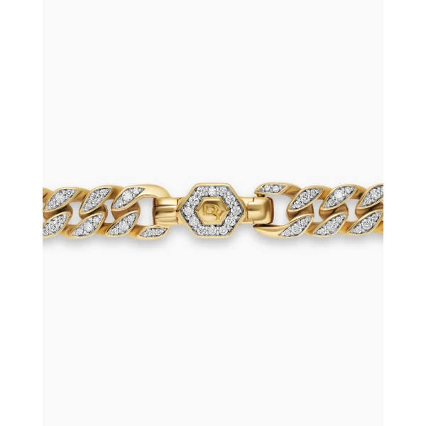 David Yurman Curb Chain Bracelet in 18K Yellow Gold with Diamonds, 7mm, view 7